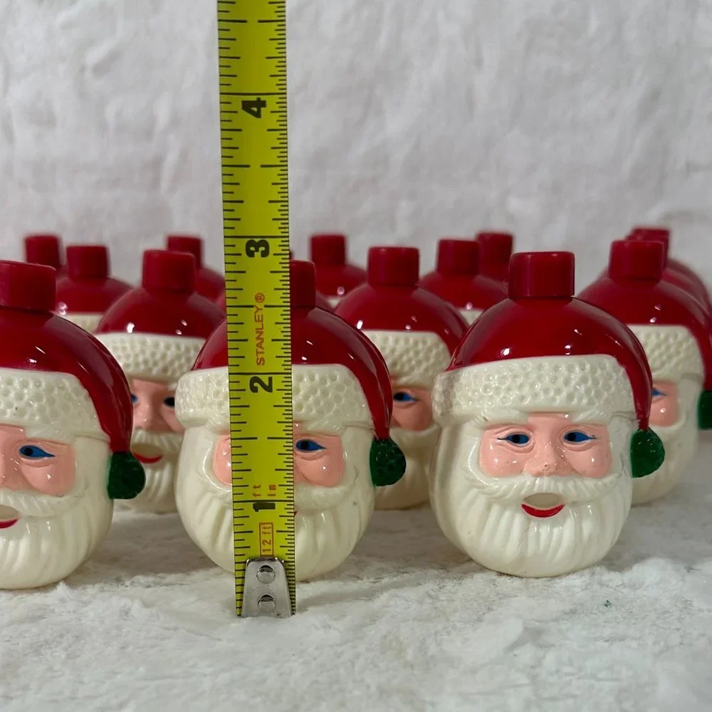 Vintage Santa Head Blow Mold String Light Covers Set Of 20 Rare Christmas! 🎅